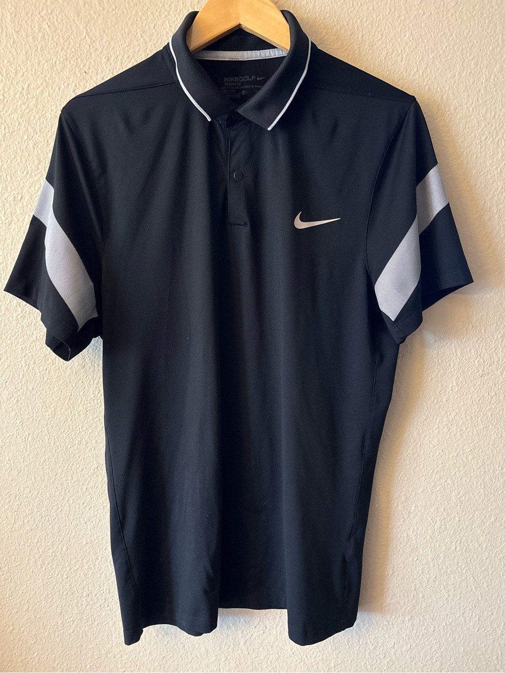 Nike Dri-FIT Golf Polo Men's Large Black Performance Shirt Gray Trim